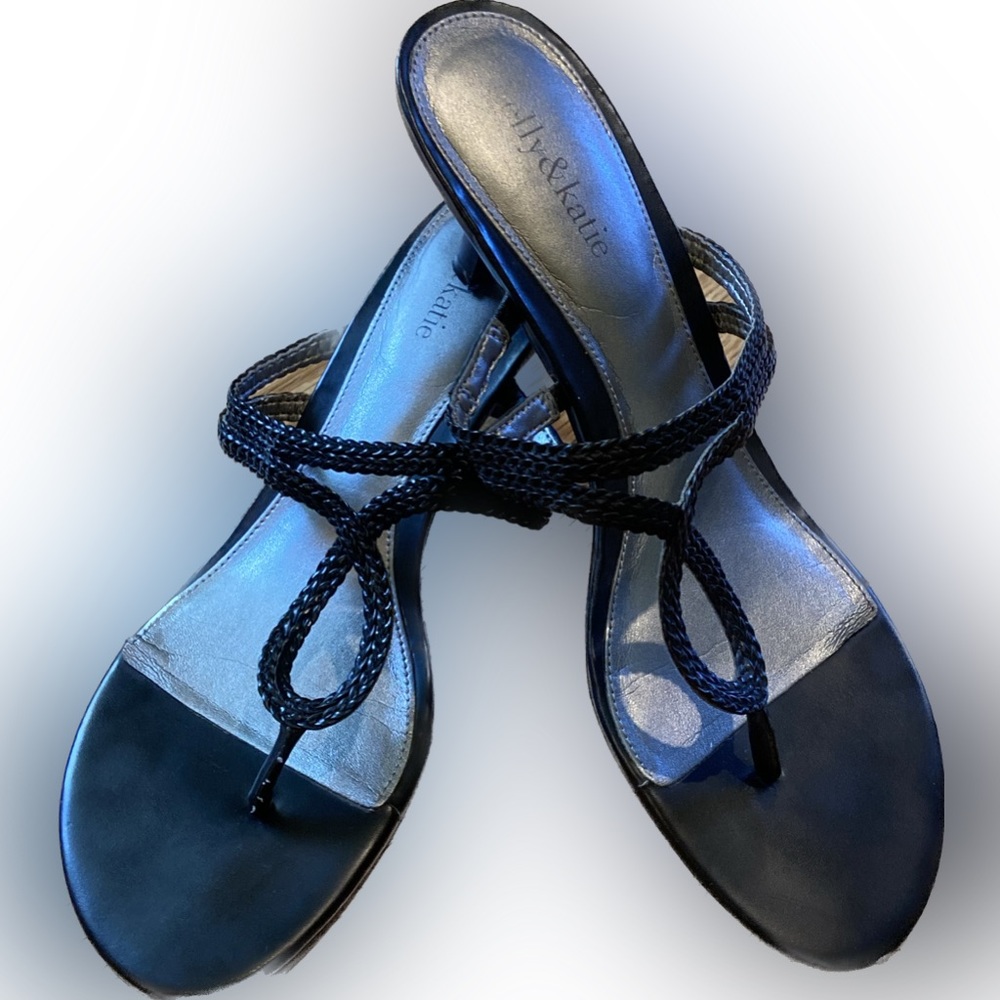 Kelly & Katie Black Braided Strap Sandal-Size 10